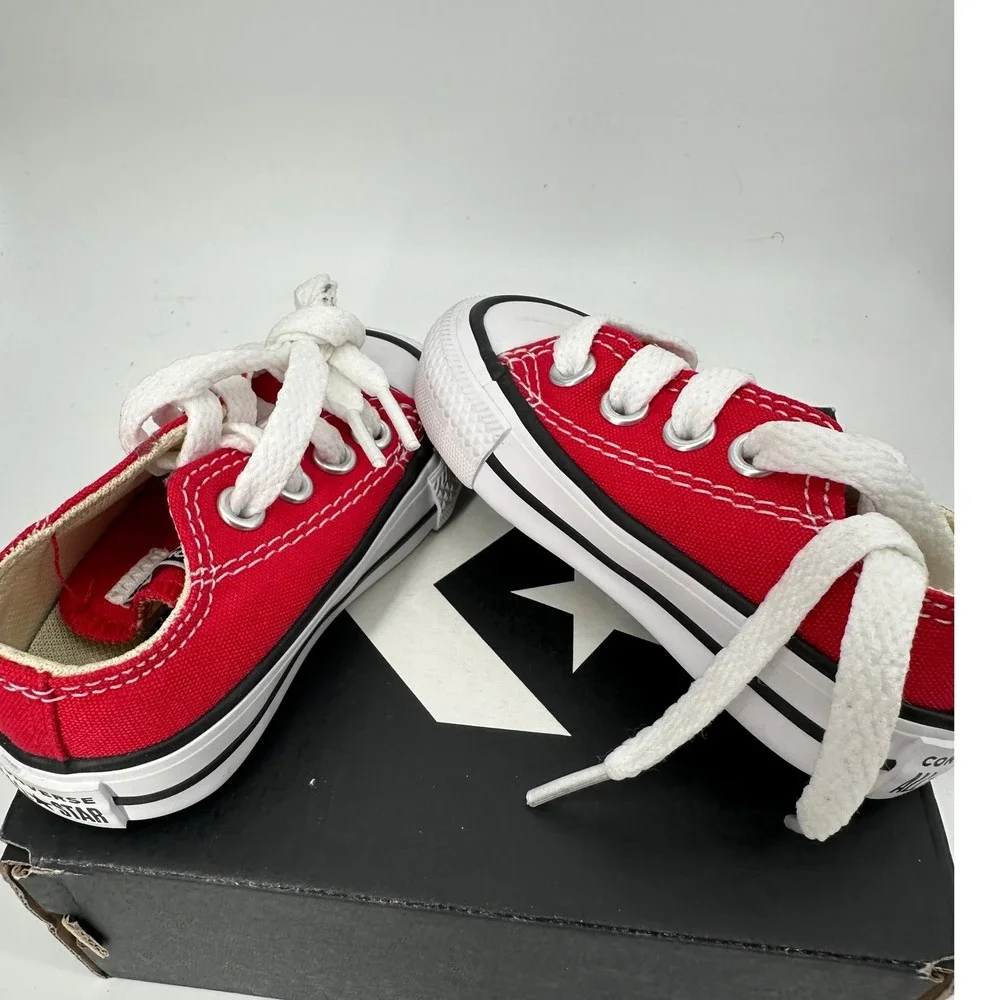 Converse Chuck Taylor All Star Ox Infant Red Canvas Low Sneakers 7J236 Size 2